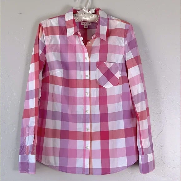 Merona Pink Plaid Shirt - Picture 1 of 4